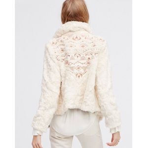 New Free People Embroidered Cascade Fur Jacket